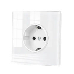 VISWE EU Standard Power Wall Socket 220V 16A White Full Mirror Tempered Glass Panel Electrical Outlets Home Improvements