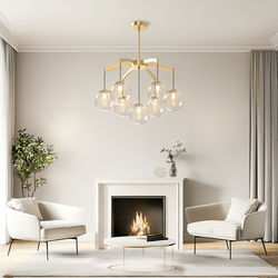 Mirella | Brass Globe Chandelier | 7 Orbs / Warm White (3000k) | Bedroom Lighting | Living Room Lighting | MOD LIGHTING