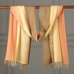 Earthy Muse,'Earthy-Toned Ombre-Patterned 100% Wool Shawl from India'