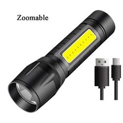 Portable Q5 LED Flashlight: Built In Battery, 2000 Lumens, Waterproof Ideal For Outdoor Use 1pc S015