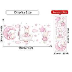Baby Girls Room Wall Stickers: Pink Rabbit Decals For Bedroom Decoration 2