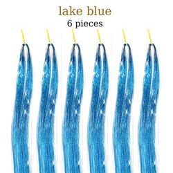 48 Inch Fairy Hair Tinsel Kit 1200 Sparkling Hair Extensions In 12 Colors lake Blue 48 Inches