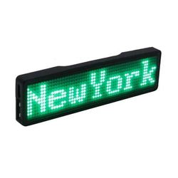 Rechargeable Bluetooth Digital LED Name Tag, DIY Programmable Scrolling Message Badge With Mini LED Display green