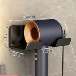 Wall Mounted Hair Dryer Holder & Organizer For Bathroom Space Saving Hair Straightener & Dryer Stand With Shelves Color: Black B