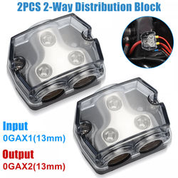 2 Way Distribution Block 0 Gauge In & Out Car Audio Amp Power Ground Distributor 2 Way Distribution Block 0 Gauge In & Out Car Audio Amp Power Ground Distributor