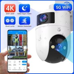 4K PTZ Outdoor Dual Lens WiFi Security Camera Auto Tracking Waterproof Video Monitor eu Plug