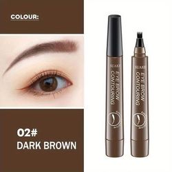 Waterproof Eyebrow Pen, Microblading Pencil With 4 Split Head For Natural Looking Brows dark Brown