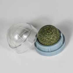 Rotatable Catnip Wall Ball: Interactive Toy For Cats, Teeth Cleaning & Hairball Removal | Freshens Breath | Natural Cat grey