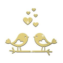 Loving Birds Mirror Wall Sticker: Love shape Acrylic Decals 3D Waterproof Self 3