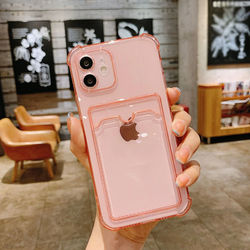 Transparent Silicone Wallet Case Pink Iphone X