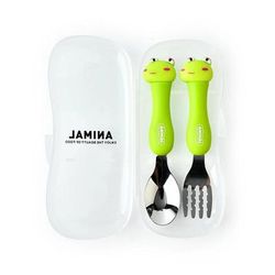 Cartoon Kids Spoon And Fork Set Children's Cutlery For Baby Gadgets, Tableware Dessert Spoon For Kids Frog A