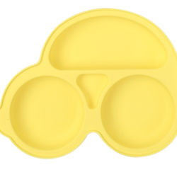 Safe Silicone Dining Plate For Babies: Cartoon Design, Suction Toddler Training Tableware Kids Feeding Bowls Yellow