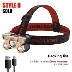 USB Rechargeable LED Headlamp With Built In Battery For Camping And Night Fishing t21 Style D 1 Pack