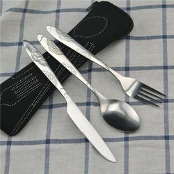Portable Picnic Set: Washable Tableware With Zipper Travel Cutlery Kit Case Ideal For Camping, Travel, And Household D 1