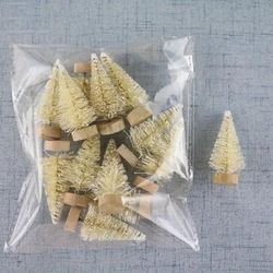 12Pcs Mini Christmas Tree Sisal Silk Cedar Decorations Gold, Blue, Green, White | Small Festive Trees BG