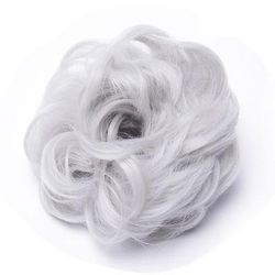 Chic Rose Bun Hair Scrunchie Quick Styling, Durable Synthetic, Easy Maintenance, Ideal For Daily Wear Gray