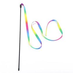 Cute Cat Interactive Toys: Colorful Teaser Wands For Playful Felines | Rainbow Ribbon Cat Sticks And More Pet Supplies 120cm 5PCS