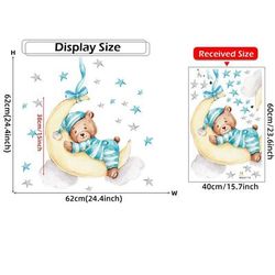 Teddy Bear Swing Moon Wall Sticker: Kids Room Decor 3
