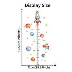Cartoon Planet Rocket Height Measurement Wall Stickers For Kids Room 1