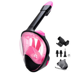 Full Face Snorkel Mask With Wide View And Camera Mount pinkblack l xl