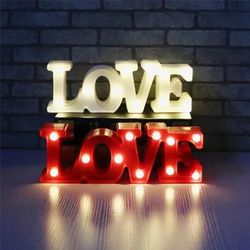 3D Love Heart LED Letter Lamps: Decorative Sign Night Light Marquee Wedding Party Decor Gift, Romantic 3D LED Night La redlove 8PCS