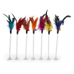 Interactive Cat Toy With Feather Rod, Bell, And Mouse Design Fun Cartoon Pet Supplies Color: Random 1pc
