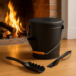 Gallon 13 Inch Steel Ash Bucket With Shovel 4.75 High Fireplace And Stove Accessory Gallon 13 Inch Steel Ash Bucket With Shovel 4.75 High Fireplace And Stove Accessory