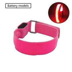Battery LED Light Strap Armband, Adjustable Band For Wrist Ankle Glow in the Dark Safety Gear For Night Running, Sports pink