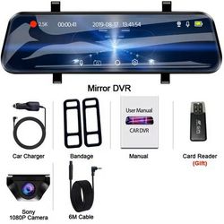 2.5K Mirror Dash Camera With Touch Screen And Parking DVR a37 6m Sony Rcc 32gb