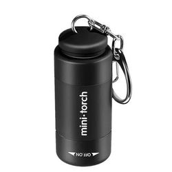 Portable LED Mini Torch Light: USB Rechargeable Keychain Flashlight For Outdoor Hiking, Camping Waterproof Pocket Lamp About 52mm X 21mm USB Charging Black