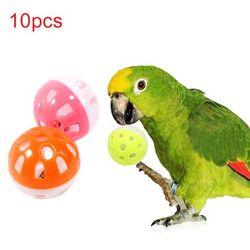 Colorful Hollow Rolling Bell Ball Bird Toy Set: 10pcs Parrot Parakeet Cockatiel Chew Cage Fun Toys Pet Bird Supplies 10pc