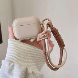 Soft Silicone AirPods Earphone Case With Bracelet, Protective Cover For AirPods 2, 3, Pro 2 Bluetooth Charging Box beige for Airpods Pro 2