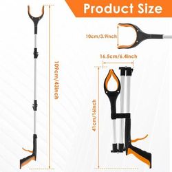 Foldable Portable Garbage Grabber Tool With Non Slip Jaw And Collapsible Litter Picker For Outdoor And Home Use orange