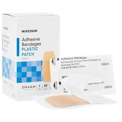 McKesson Adhesive Strip 2 X 4 Inch Plastic Rectangle Tan Sterile (511333_CS)