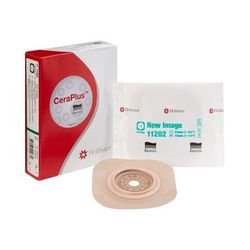 New Image CeraPlus Ostomy Barrier Trim to Fit, Extended Wear Adhesive Tape Borders 44 mm Flange Green Code System Up to 1-1/4 Inch Opening (970996_BX)