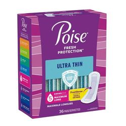Poise Fresh Protection Ultra Thin Bladder Control Pad 14.1 Inch Length Heavy Absorbency Sodium Polyacrylate Core One Size Fits Most (1205943_CS)