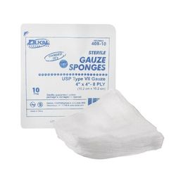 Dukal Gauze Sponge 4 X 4 Inch 8-Ply Sterile 10 per Tray (768876_CS)