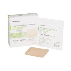 McKesson Foam Dressing 4 X 4 Inch With Border Film Backing Silicone Gel Adhesive Square Sterile (886432_EA)