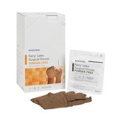 McKesson Perry Surgical Glove Size 8.5 Sterile Latex Standard Cuff Length Smooth Brown Not Chemo Approved (1044733_BX)