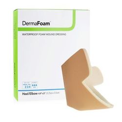 DermaFoam Foam Dressing 4.9 X 5 Inch Without Border Waterproof Backing Nonadhesive Elbow / Heel Sterile (719720_BX)