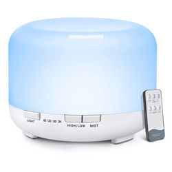 500ml Ultrasonic Essential Oil Diffuser With Remote Control And LED Light For Home Or Office pure White