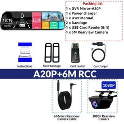 E ACE 10 Inch Touch Screen Car DVR Mirror Video Recorder Dash Cam with 6 M Rcc 32 Gb