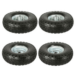 Solid Flat Free Wheelbarrow Tires With Bearing, Heavy Duty, No Flat Replacement Set Solid Flat Free Wheelbarrow Tires With Bearing, Heavy Duty, No Flat Replacement Set