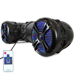 Pyle Marine Bluetooth Amplified Waterproof Speakers, Dual Speaker Sound System With LED Lights & Vehicle Mounting Pyle Marine Bluetooth Amplified Waterproof Speakers, Dual Speaker Sound System With LED Lights & Vehicle Mounting