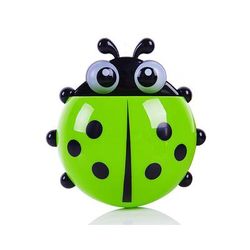 Adorable Ladybug Toothbrush Holder With Suction Cups Perfect Kids Bathroom Accessory & Gift Green