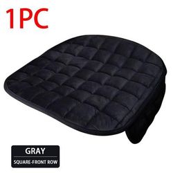 Winter Plush Car Seat Cover Warm & Soft Anti Slip Auto Seat Cushion, Universal Chair Protector Pad For Most Cars black Front 1 Pc