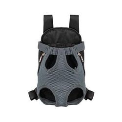 Double Shoulder Breathable Portable Travel Pet Dog Carrier Backpack Mesh Carrier Front Bag For Small Dogs And Cats grey m