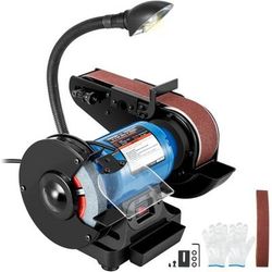 Belt Sander And Disc Sander Combo, Bench Grinder With Durable Steel Base & LED Light, Power For Workshop Belt Sander And Disc Sander Combo, Bench Grinder With Durable Steel Base & LED Light, Power For Workshop
