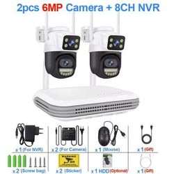 Wireless CCTV Security Camera System With Dual Lens Cameras And 8CH NVR 8ch Nvr + 2 Cam B 500gb