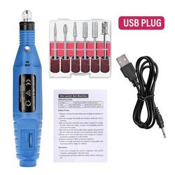 Strong Function Nail Drill Machine Set Electric Nail Sander Gel Polish Remover Tool For Manicure Pedicure Acrylic Nail blue